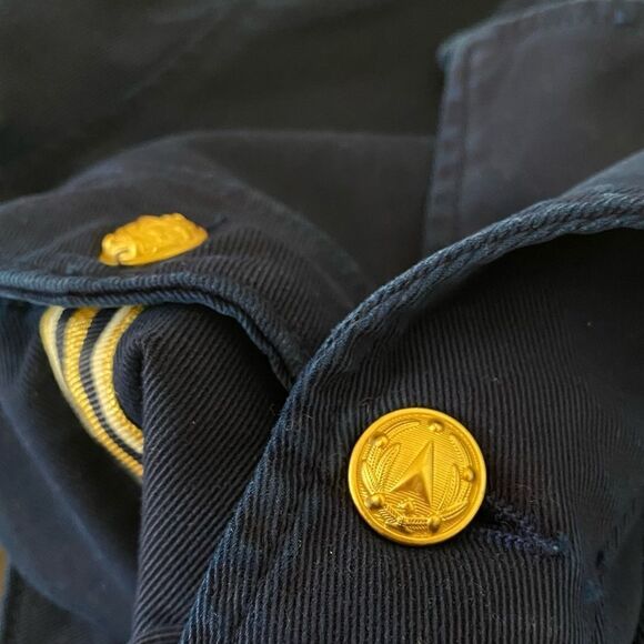 L’AGENCE Eisenhower Navy Military Crop Jacket Epaulettes Sz S NWT - Picture 7 of 12